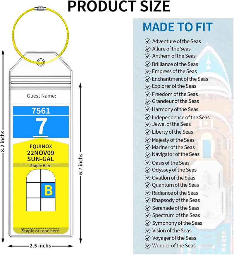 XIANGXING Royal Caribbean Cruise Luggage Tag Holders, 6 Pack Zip Seal Clear Cruise Luggage Tag Holder with Steel Loops for Royal Caribbean & Celebrity Cruise Ships Lines, Cruise Essentials Must Haves 2025-2026 - Image 2